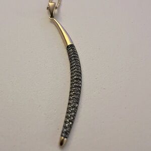 Stella & Dot New Moon Crescent Gold Tone Pave Crystal Rhinestone Necklace